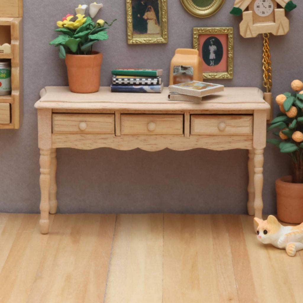 1:12 Scale Dollhouse Desk Apron with Drawers Turned Legs