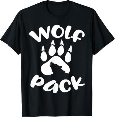 Wolf Pack Paw Print Graphic Tee Men Casual Cotton Short Sleeve Crew Neck T-Shirt