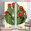 2pcs 2D Flat Printing Curtain Prickly Pear Cactus Flowers Mexico MCMXXII 100% Polyester Fabric Without Electricity Holiday