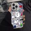Cute Cartoon Ghost Sticker Collage Phone Case, Funny Character Print Protective Cover, Shockproof Hard Shell For iPhone, Trendy Anime Phone Accessory