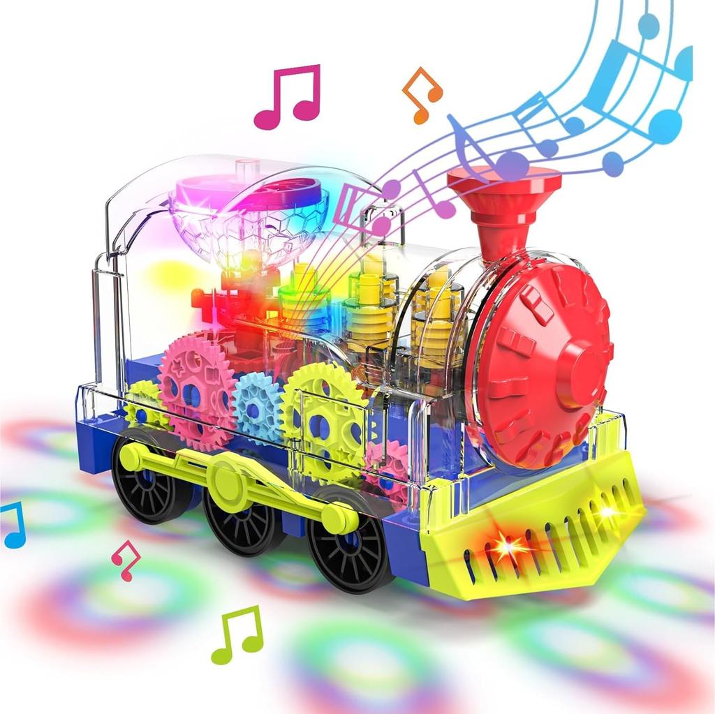 Popular Transparent Mechanical Gear Train for Automatically Avoids Interactive Learning and Development Toy with LED Lights and Music Kids, Obstacles,