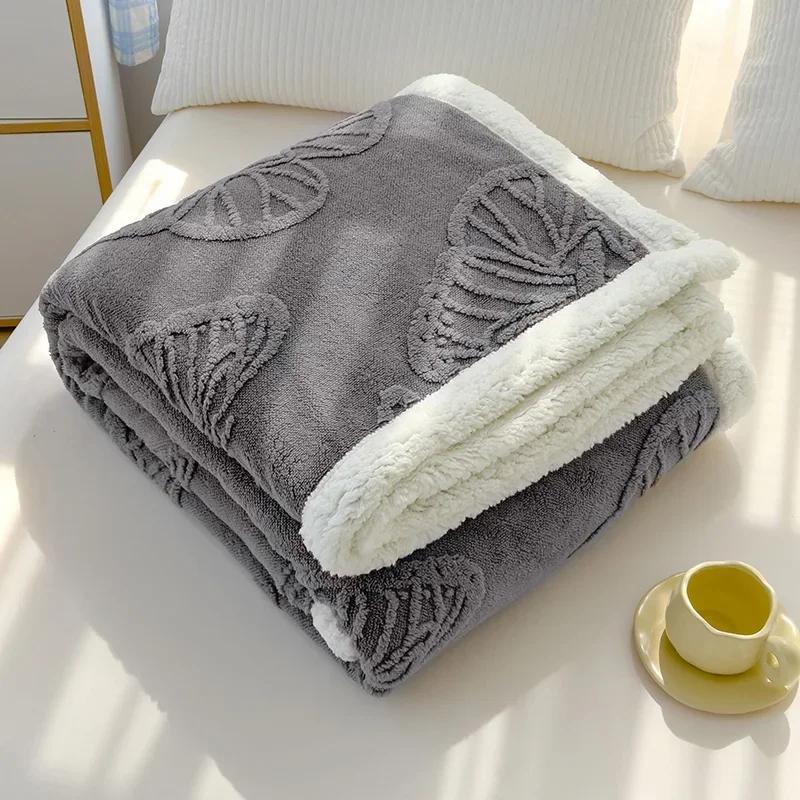 JSoft Warm Coral Fleece Blanket Pink Butterfly Jacquard Winter Thermal Sofa Throw Thick Bed Blanket Nap Knee Small Quilts