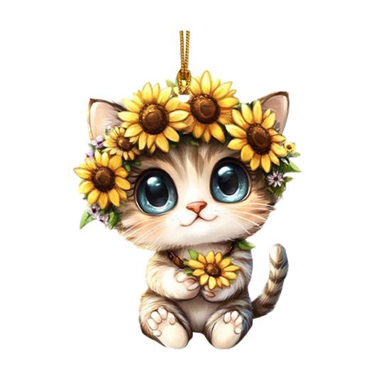 Niedliche Katze Hund Anhänger Auto Rückspiegel Hängende Dekorationen Personalisierter Acryl Charme für Autospiegel Zuhause Festliche Geschenke