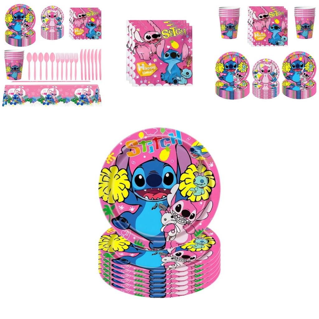 Lilo Stitch Party Supplies Set With Paper Plates Cups Napkins Tablecloth For Kids Birthday Decor
