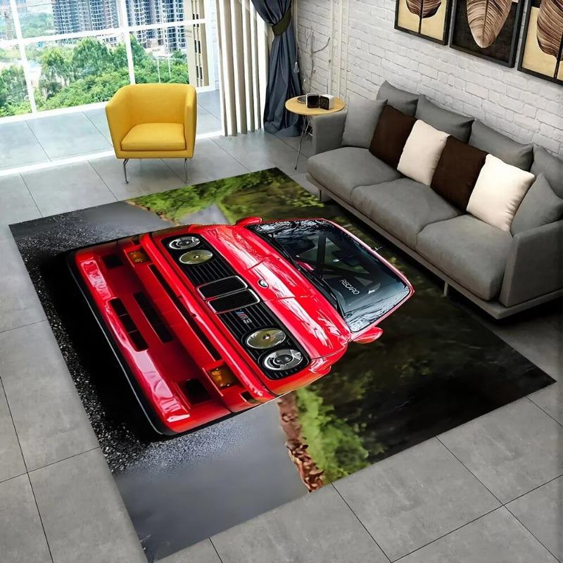 3D E36 Racing Car Motorcycle Rug Carpet for Living Room Bedroom Decor Kids Play for Sofa Doormat Gift  Non-slip Decoration