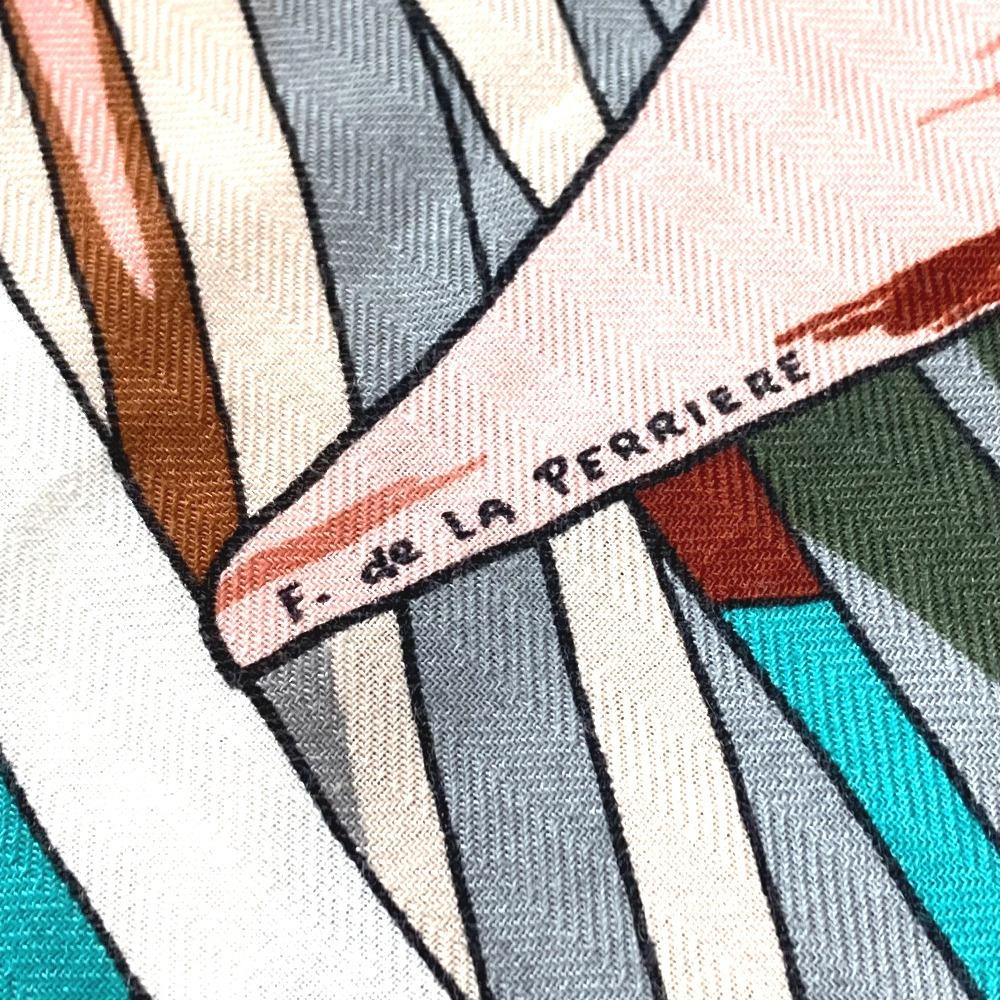 HERMES Calle Jean 140 Large Shawl Stole Scarf Cashmere / silk Black/Multicolore