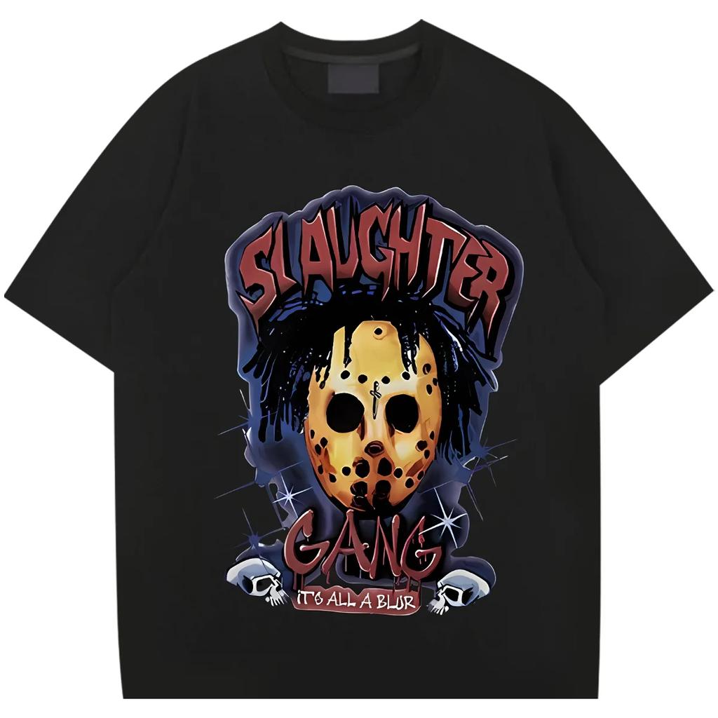 Horror O-Neck Loose Short Sleeve T-shirt Retro Harajuku Men's Tshirt Graphic Rap Style Tops Fashion Tee Frivolous T Shirt