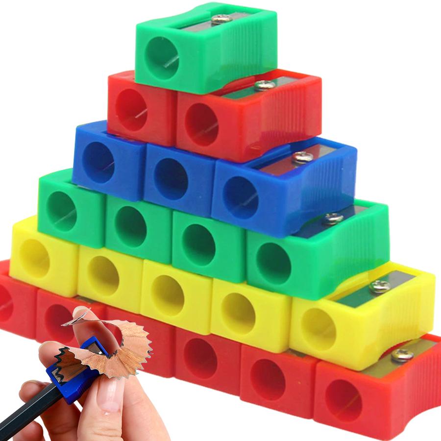 30/60pcs 2.5cm Mini Color Pencil Sharpener Curved Anti-slip Design Plastic Square Pencil Sharpener School Reward Stationery