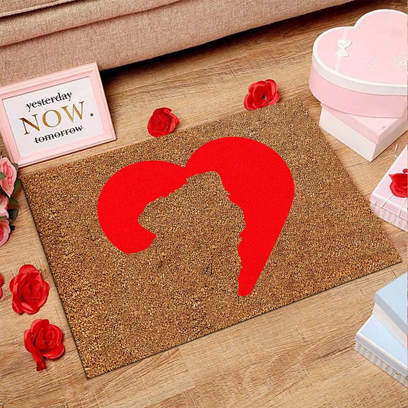 American Valentine's Day Series Crystal Velvet Carpet Love Door Mat Festive Holiday Home Decoration Mat Gift Wedding Mat