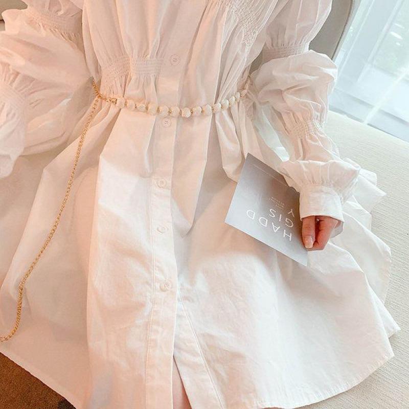 Style Korean Chic Black Pearl Waist Belt Chain For Dresses And Outfits Ideal For Fall 2023