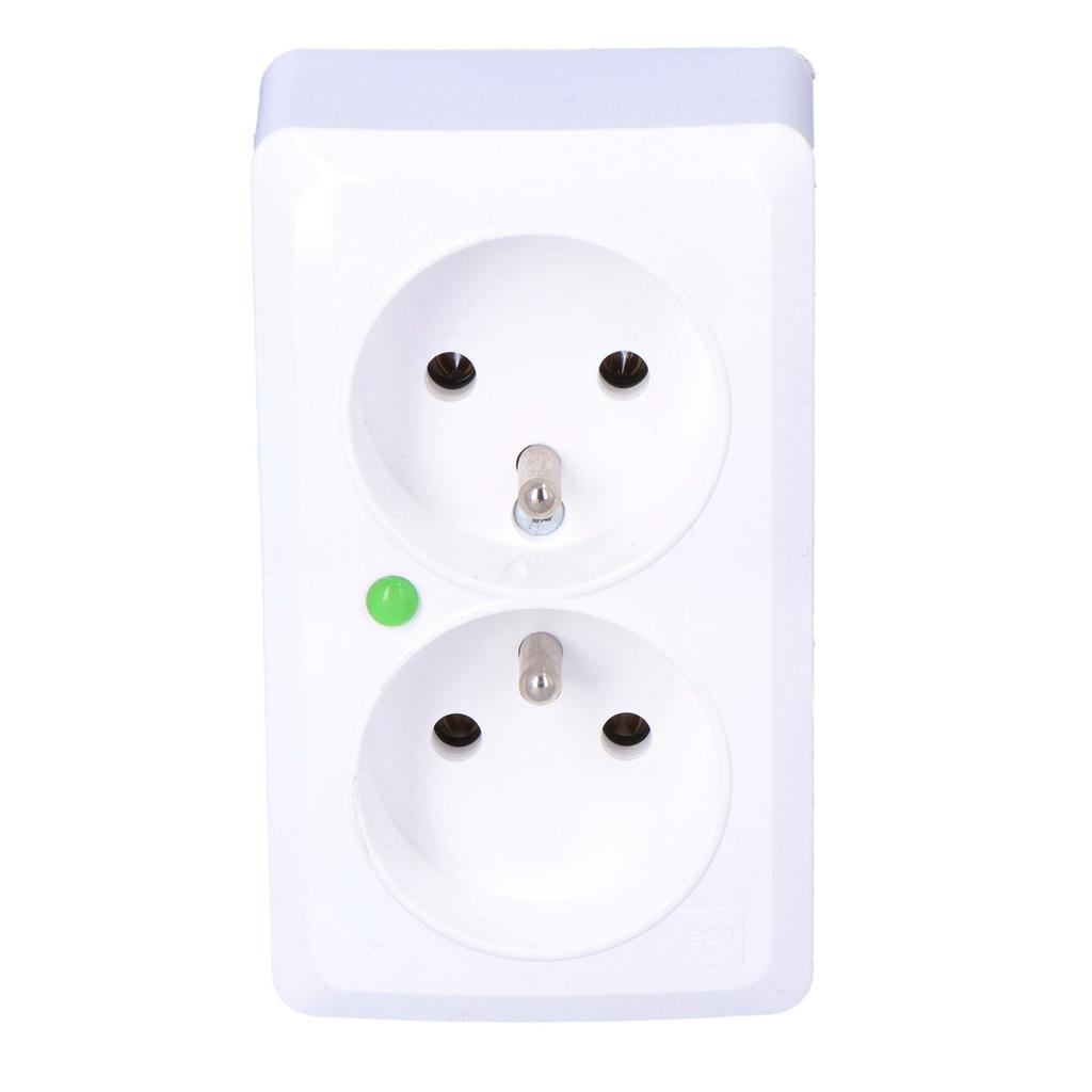 Socket 2x2P+Z n/t IP20, white BERG