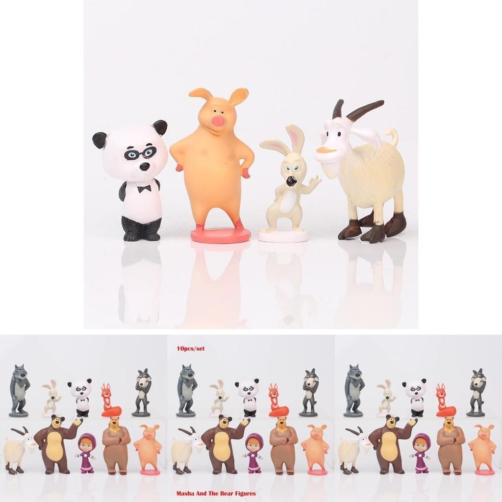 مجموعة شخصيات ماشا والدب الرائعة، مثالية لتزيين الكيك ومتعة اللعب