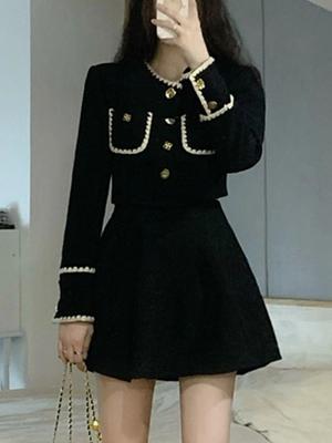 Harajuku Elegant Chic Two Piece Set Women French Vintage High Street Mini Skirt Suit Female Patchwork Fashion Design Casual Sets 2024 New