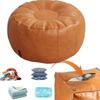 Faux Leather Pumpkin Pouf Cover Round Storage Bag Need to Fill Storage Leg Bench  Living Room