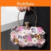 Handcrafted Pearl Beaded Floral Evening Clutch For Women With Lock Closure For Formal Events