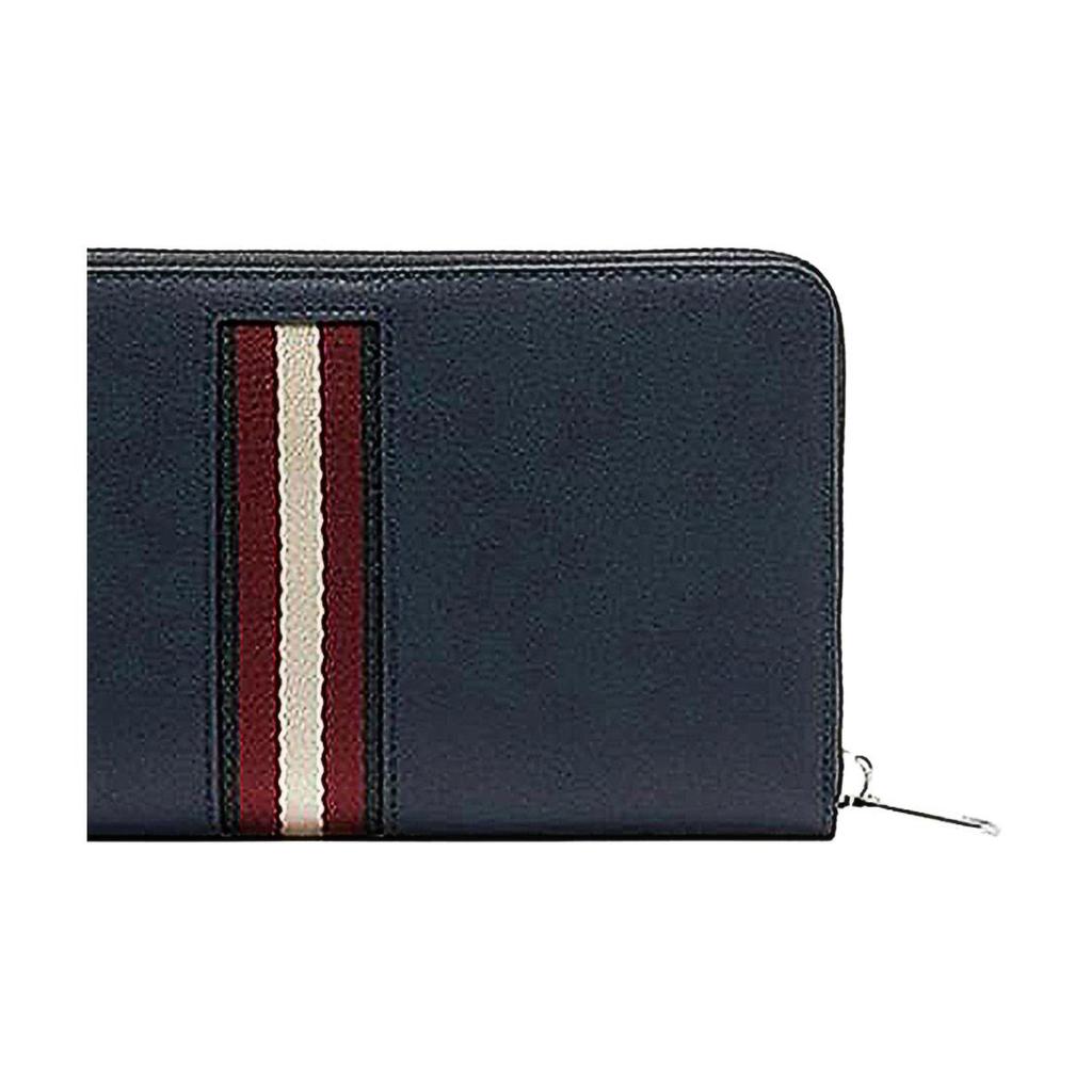 Bally Logo Zipper Long Leather Wallet Men Wallet Dark-Blue 6310123