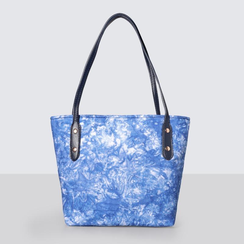Borsa Tote Tinta a Mano Stile Etnico, Borsa a Mano/Spalla di Grande Capacità per Donna