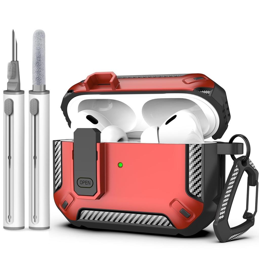 for Airpods Pro 3 Secure Lock Earphone Case Shockproof Hard Shell Full Protective Cover with Cleaning Pen for AirPods Pro 3