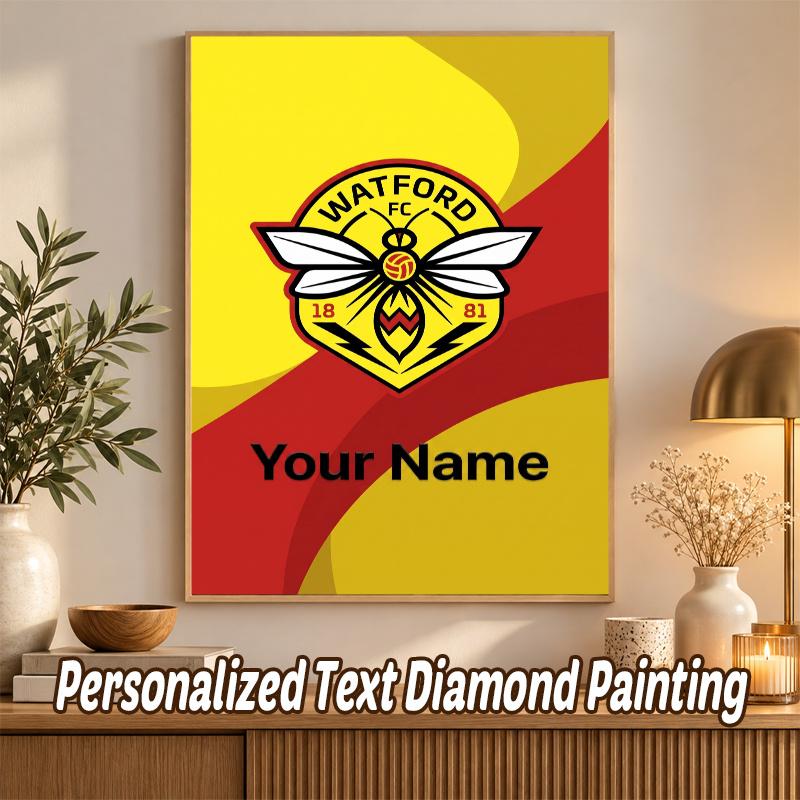 Watford FC Custom Name Text 5D Diamond Painting Kit DIY Full Drill Diamond Art Decoration