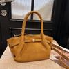 Niche design suede portable tote bag trendy retro wing bag pleated large capacity underarm shoulder bag
