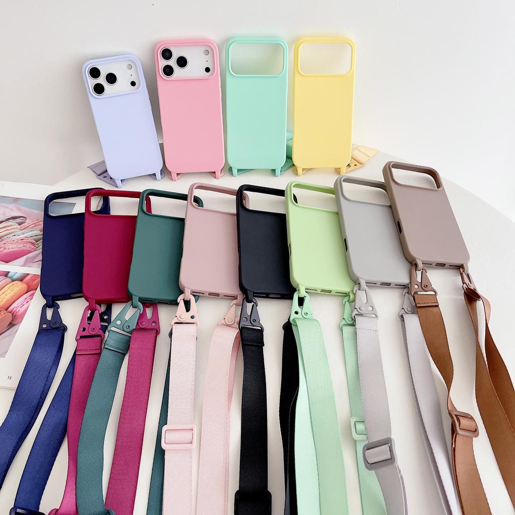 Crossbody Lanyard Silicone Case For iPhone 17 Air 17 16 15 14 13 12 11 Pro Max X XR Max 7 8 Plus Samsung S25 S24 23 Ultra Plus S25 FE A16 A56 A06