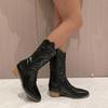 2023 Autumn European & American Women's Mid-Tube Solid Color Pointed Toe Casual Martin Boots with Thick Heels
