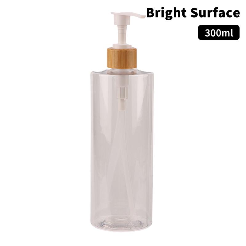 300/500Ml Cylindrical Bamboo Pump Dispenser Bathroom Pet Dish Soap Bottle Lotion Refillable Shower Gel Liquid Frosted Container