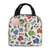 Fútbol Elemento Deportivo Patrón Deportivo Bolsa de Almuerzo Aislada para Mujeres Niños Portátil Cajas de Comida Lonchera Térmica Bolso Tote
