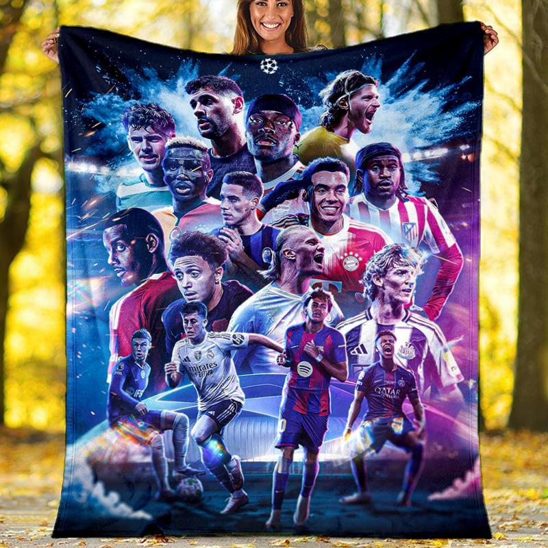 

Football Legends All Star Flannel Fleece Blanket, Cozy Warm Throw Blanket for Living Room, Soccer Fan Gift 80cm x 120cm