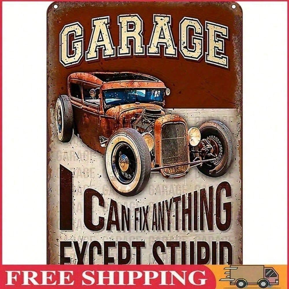 

Metal Wall Art Vintage Garage Sign I Can Fix Anything 11.8x7.9 Inch Workshop Decor