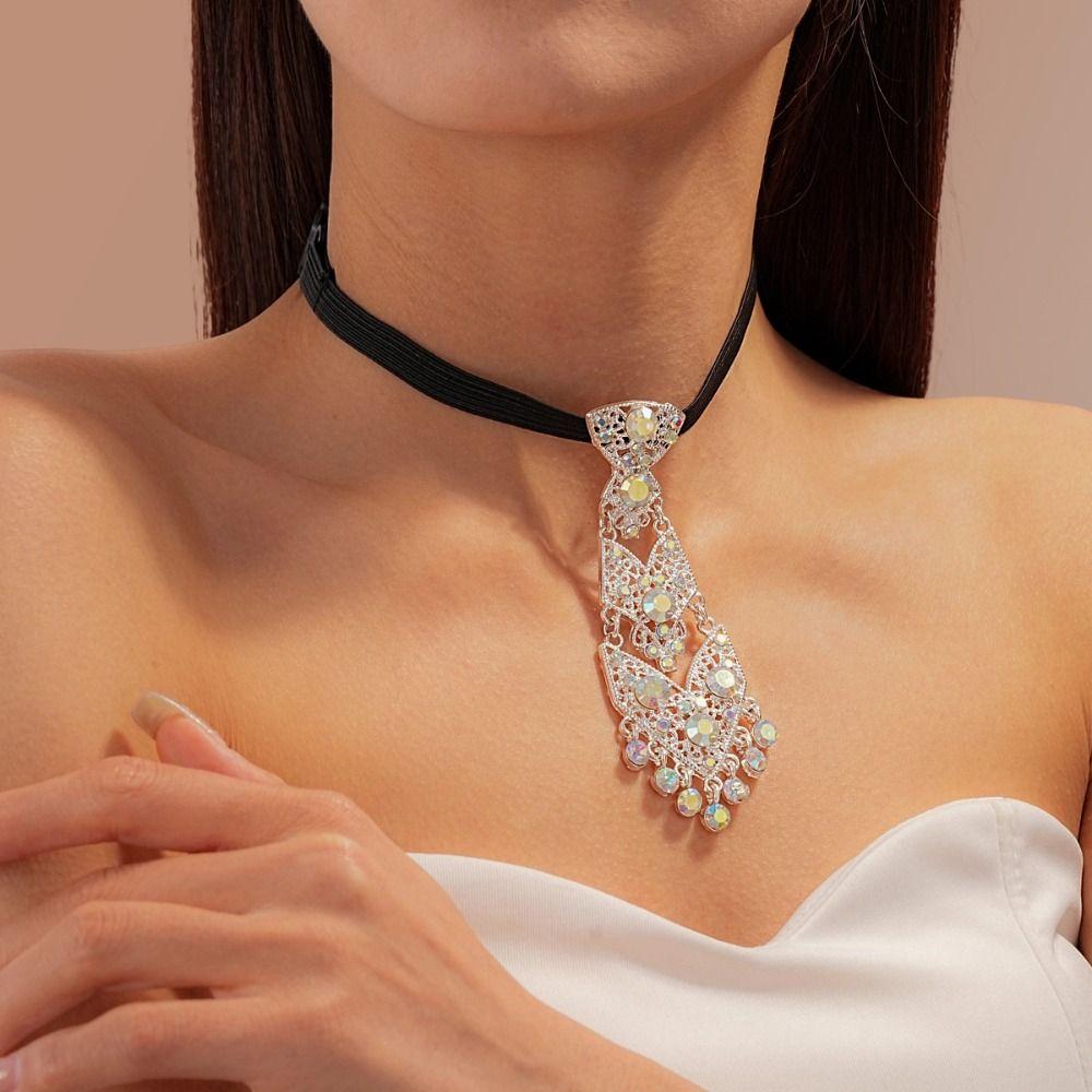 Cravatte Formali di Lusso per Affari con Nappa Cristallo Strass Accessori per Abbigliamento Formale