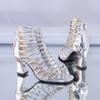Rhinestone Open Toe Strappy Roman Sandals Shoes Woman Trend Gold Silver Heels Women High-heeled Zip Sandalias De Mujer