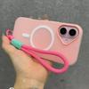 Luxuriöse Weiche Silikon-Magsafe-Hülle mit Lanyard für iPhone 17 16 15 14 13 12 Pro Max Plus 17 Air Kabelloses Laden Magnetische Abdeckung