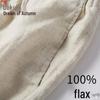 Men's Loose Cotton Linen Summer Pants, Straight Leg, Black