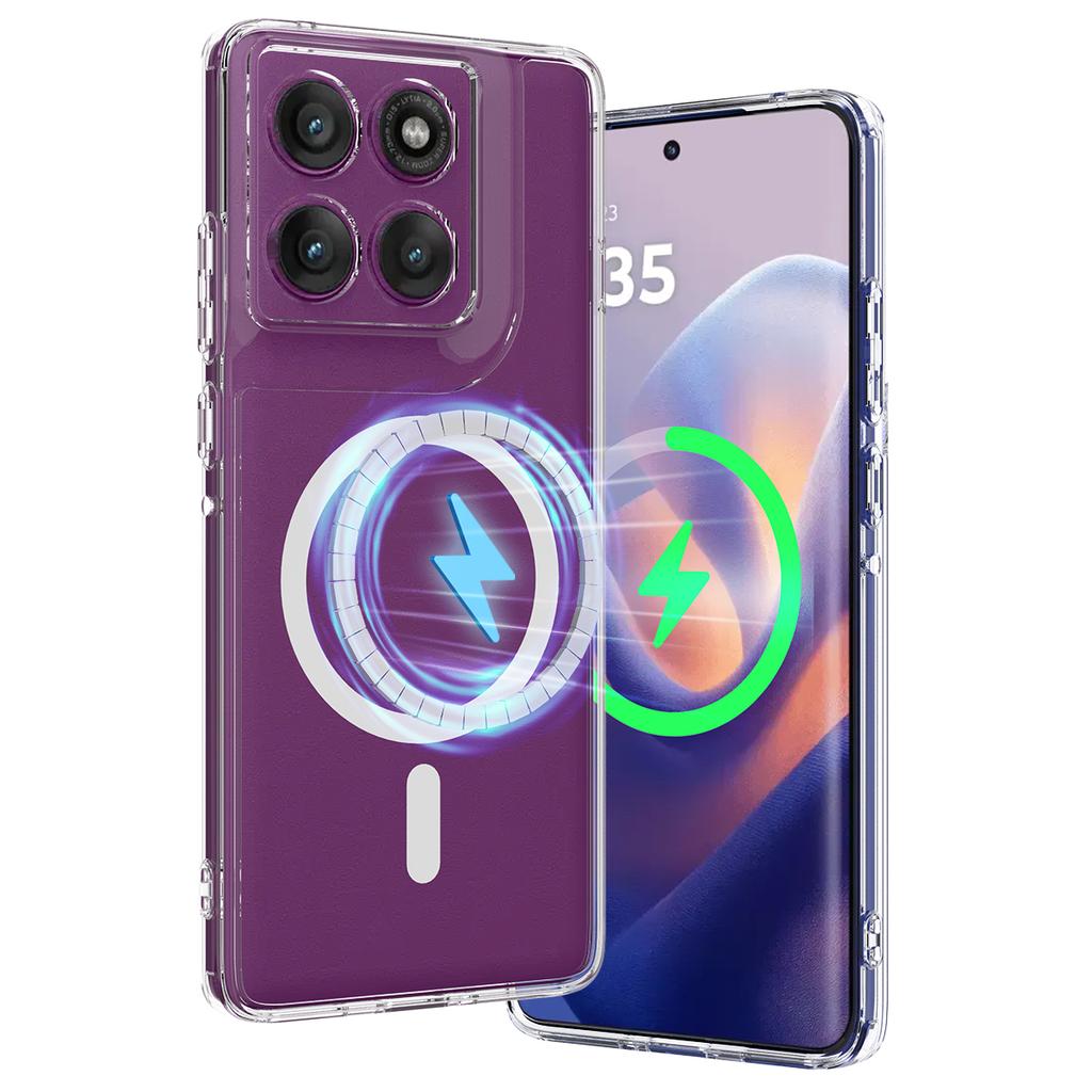 For Motorola Edge 70 5G Clear Phone Magnetic Case TPU + Acrylic Back Cover
