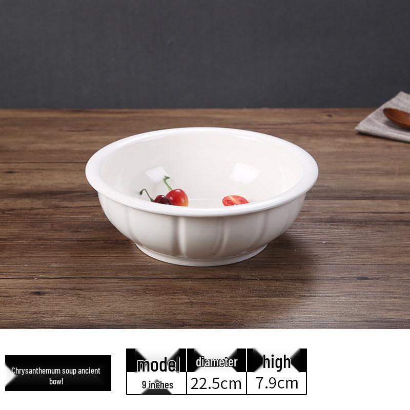 Creative Large Ceramic Soup Bowl - Thickened, Round, Restaurant & Household Tableware