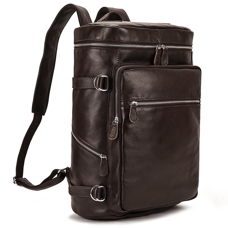 

MAHEU High Quality Men s Genuine Leather Backpack Soft Cow Skin Travel Backpack 15.6 Laptop Shoulder Bagpack Men Male Daypack кавовий
