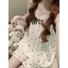 Korean Style Petite Women's Pajama Set with Chest Pads and Sweet Bow Summer Camisole, Suitable for Outdoor Wear