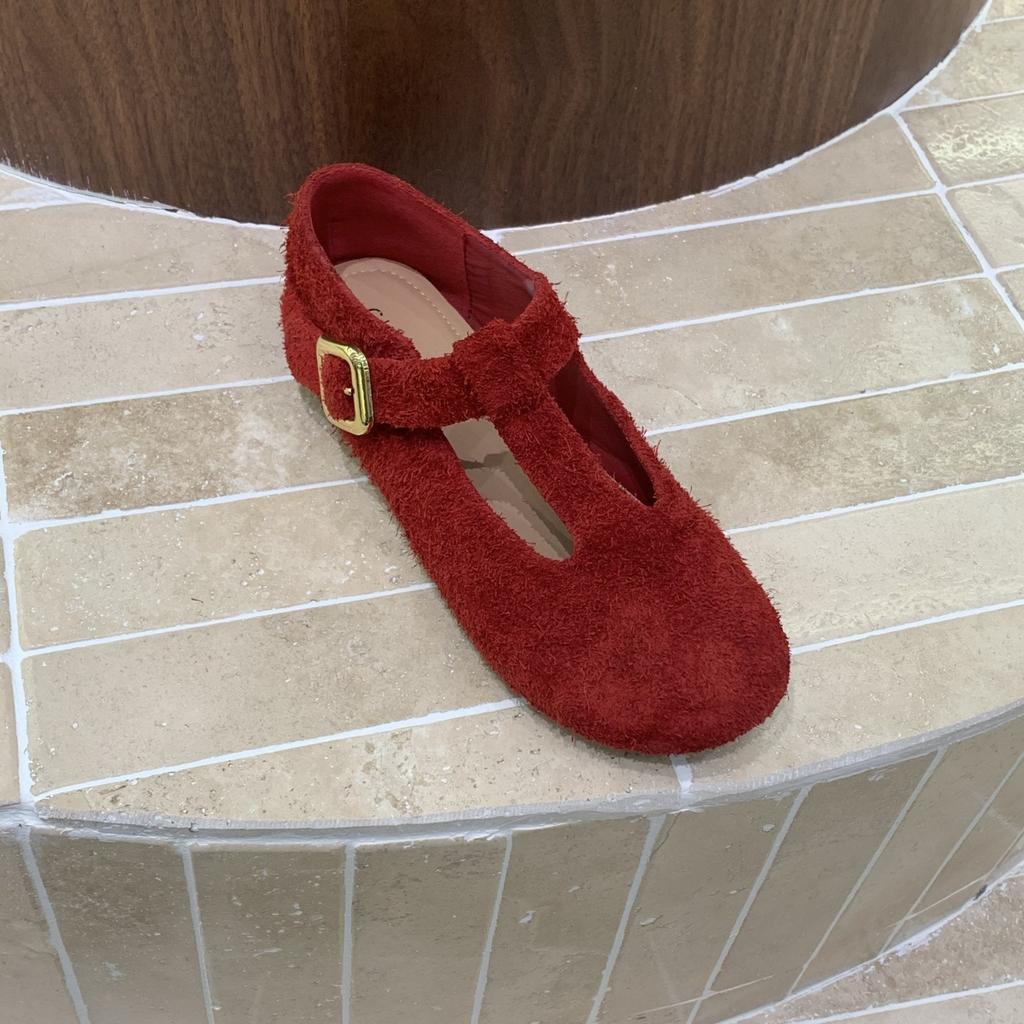 IPPEUM Women Mary Janes Shoes 2025 New Fall Brown Round Toe Ballet Flat Shoe