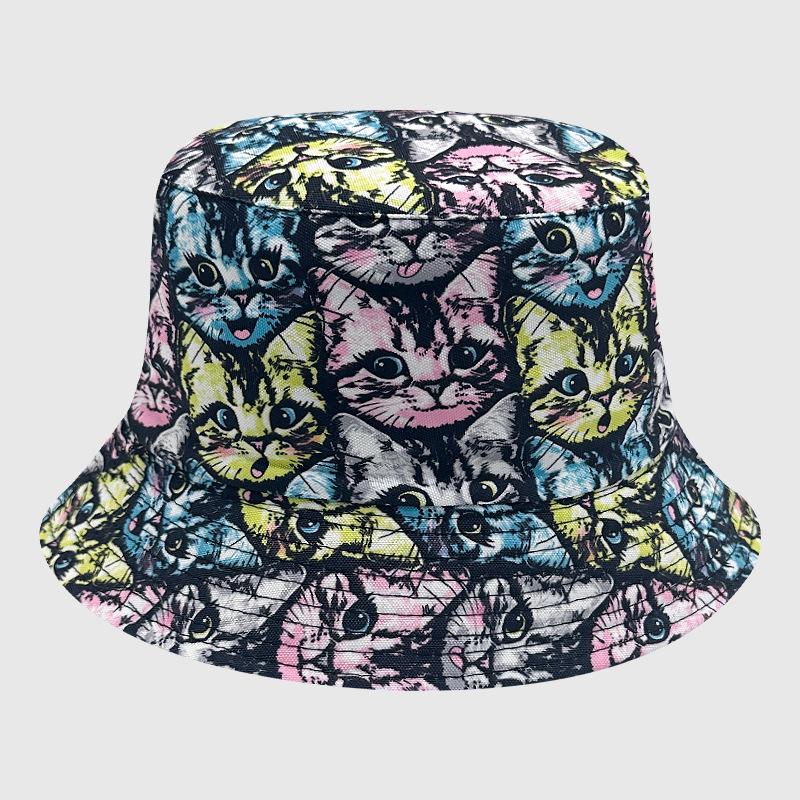 Dye Tie Fisherman Hat Uv Protection Assorted Colors Print Butterfly Cat Leaf Cap