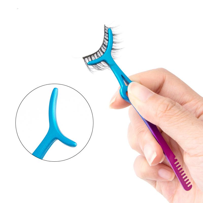 Stainless Steel False Eyelash Assistant Eyebrow Comb Eyelash Curler Curved Mouth Eyelash Tweezers