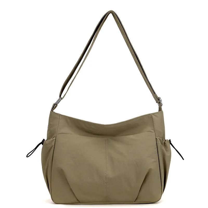 Borse a Tracolla da Donna in Nylon Impermeabili Semplici Borsa a Spalla da Donna di Grande Capacità Leggera Tinta Unita Multitasche Borsa Tote Femminile