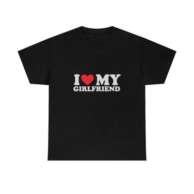 I Love My Girlfriend Shirt Heart T Vintage Graphic Stretched Comfortable Soft Versatile Casual Unisex Fashion Breathable