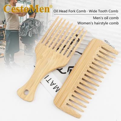 1 Stück Natürlicher Bambus Holz Kamm Anti-Statisch Afro Gabelkämme Bartkamm Männer Frauen Anti-Statisch Haar Holz Kamm Haarstyling Kamm