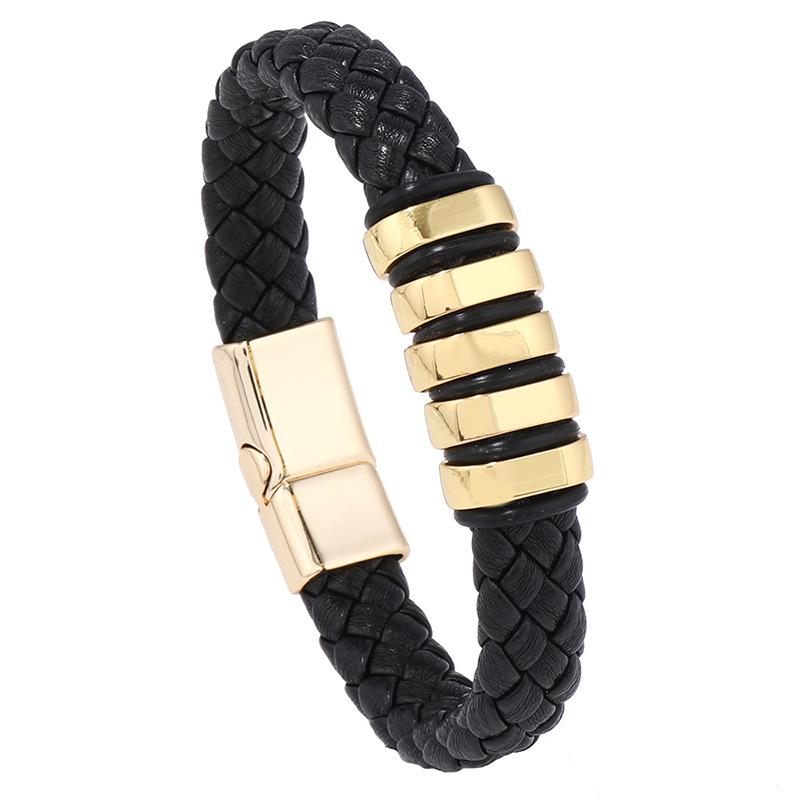 Men PU Leather Bracelet Magnet Buckle Bangle Birthday Gift