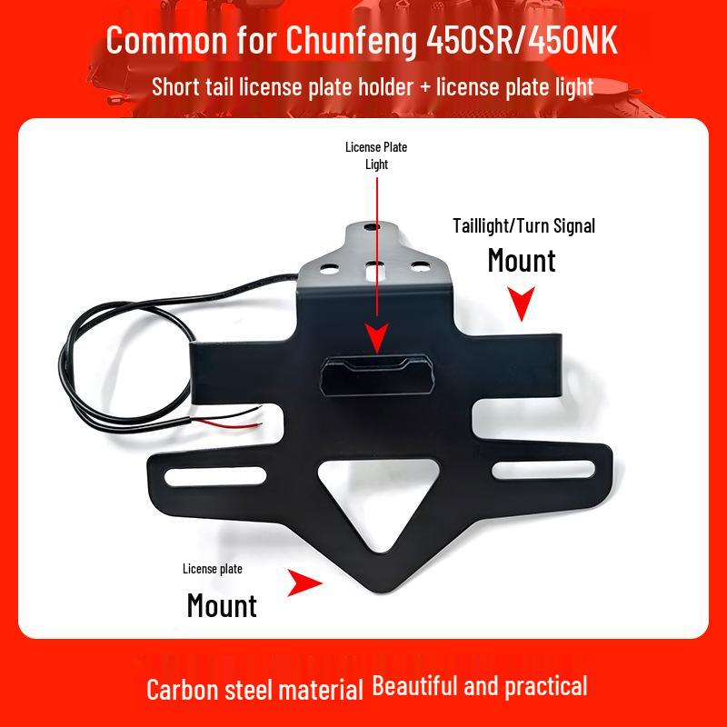 Universal Short Tail License Plate Holder for Kaiyue 450RR, Chunfeng 450SR, 675SR, Qianjiang Sai 600RS