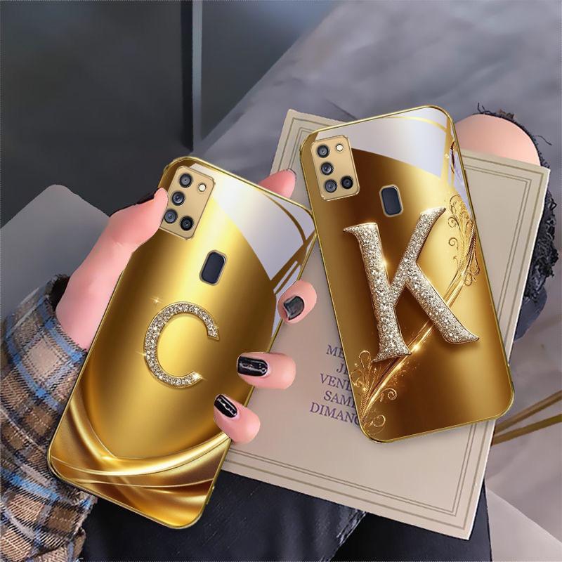 Laurel leaf ring gold For Samsung A 31 32 A33 A34 35 14 A15 13 A16 25 26 50 52 53 54 55 56 70 71 72 73 Golden glass phone case