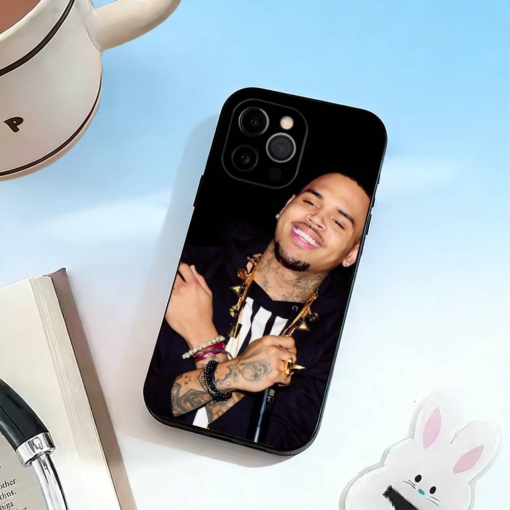C-B-Chris Brown-singer  Phone Case For iPhone 17,16,15,14,13,12,11 Plus,Pro Max,XS,Soft Silicone Black Cover