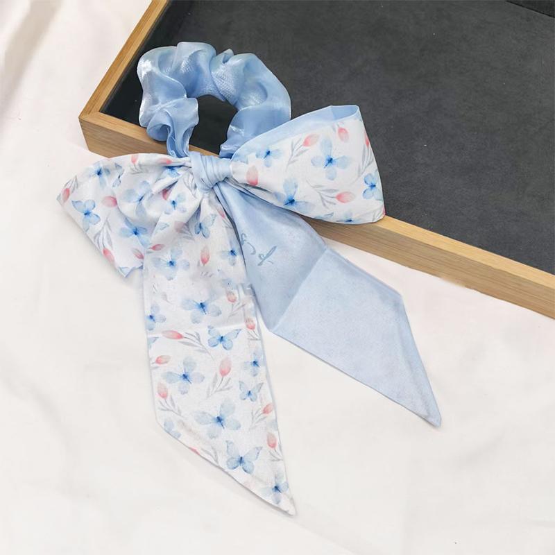 Printed Bow Hair Rope Elegant Ribbon Ponytail Hair Band For Women Sweet Rubber Band Hair Ring Fashion Headdress Hair Accessories