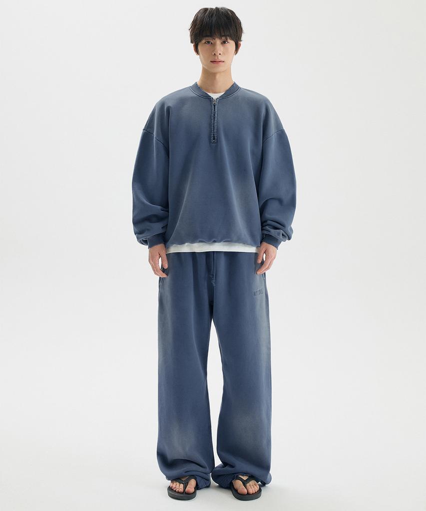 Matile Vtg Washed Half Zip Sweatshirt / Navy